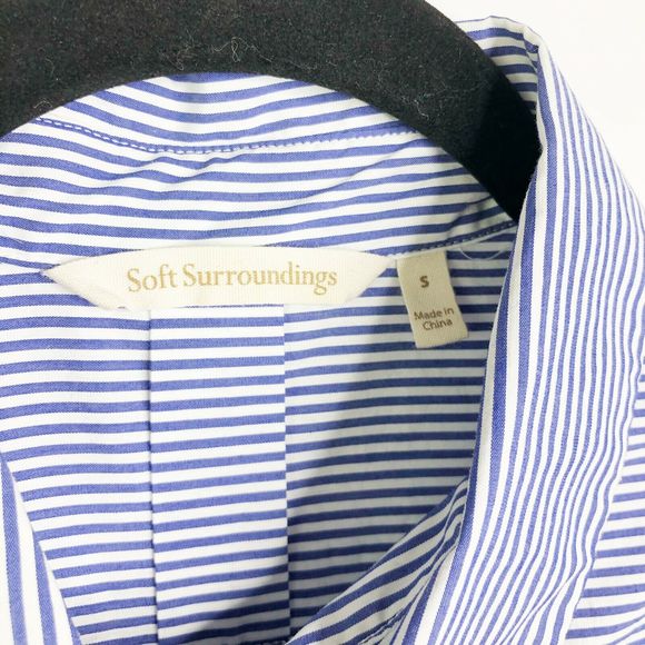 Soft Surroundings Bristol Striped Cold Shoulder Tunic Top Blue White Size Small - Picture 4 of 9